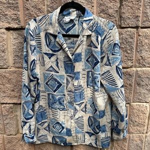 Woven blue & white printed blouse